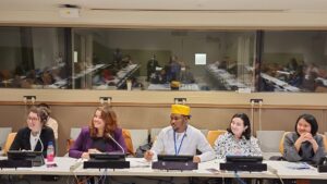 Rory Mondshein, Rosleny Ubiñas, Wantoe T. Wantoe, Sarah Syed and Huey Yi (left to right) at the CSW68 side event Empowering Women Leaders in Civil Society for Global Change on 19 March 2024 at UNHQ New York. © Buddhist Tzu Chi Foundation