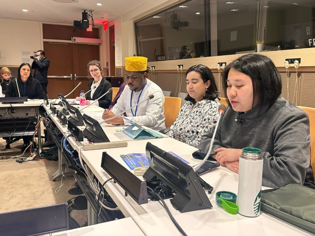 Rory Mondshein, Wantoe T. Wantoe, Sarah Syed and Huey Yi (left to right) at the CSW68 side event Empowering Women Leaders in Civil Society for Global Change on 19 March 2024 at UNHQ in New York. © Humanitarian Focus Foundation